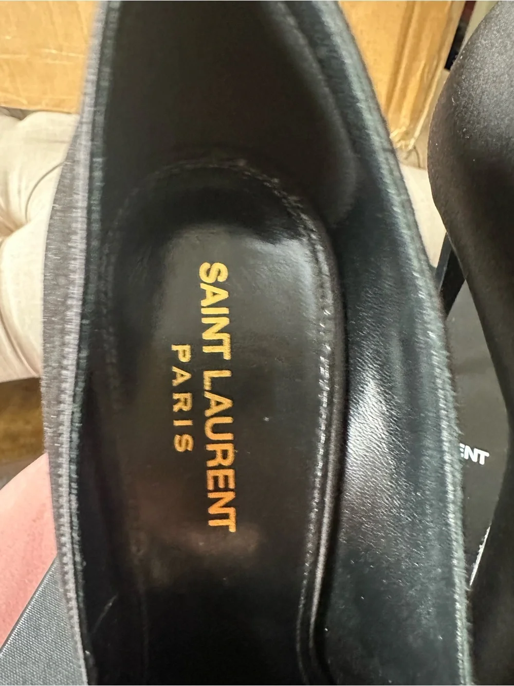 Saint Laurent Black Pointed Toe Stiletto Heels Crystal Detail Nero Silver Shade - Picture 7 of 16